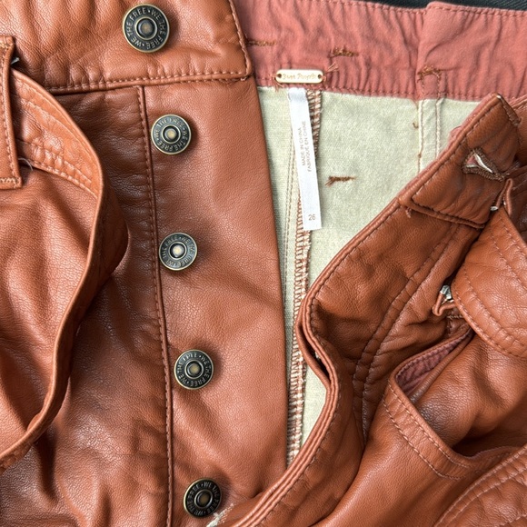 NWT Free People Brown Faux Leather Belted Mini Skirt - Picture 8 of 10